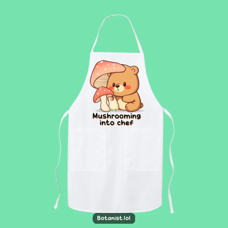 Funny Bear Mushroom Apron - Whimsical Kitchenwear for Curious Cooks
