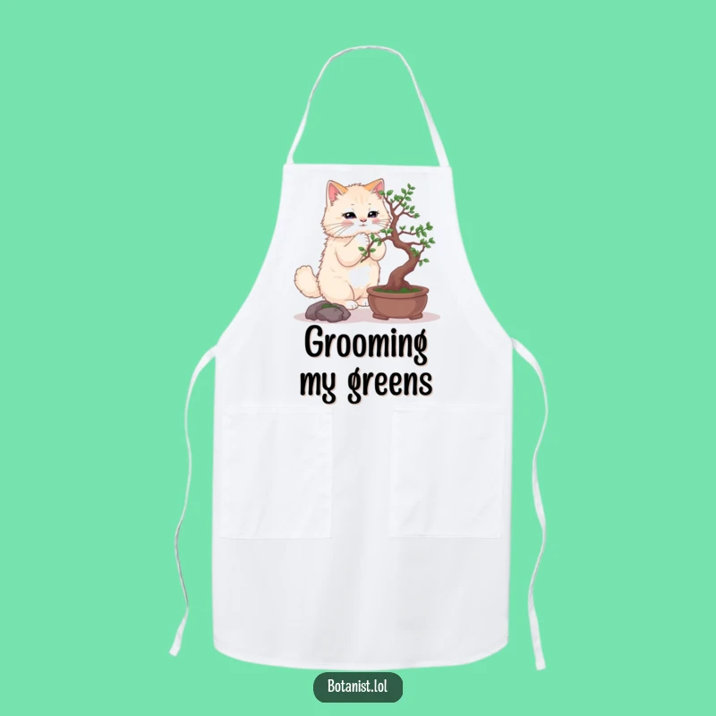 Funny Cat Bonsai Apron: Create with Feline Precision