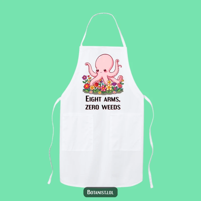 Funny Octopus Gardener Apron: Multi-Arm Helper, Floral Kitchen Gift