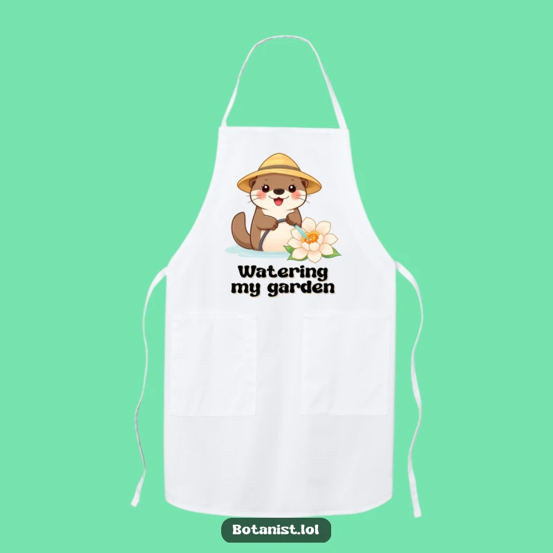 Funny Otter Gardener Apron: Protect Your Clothes with a Happy Otter Watering Flower
