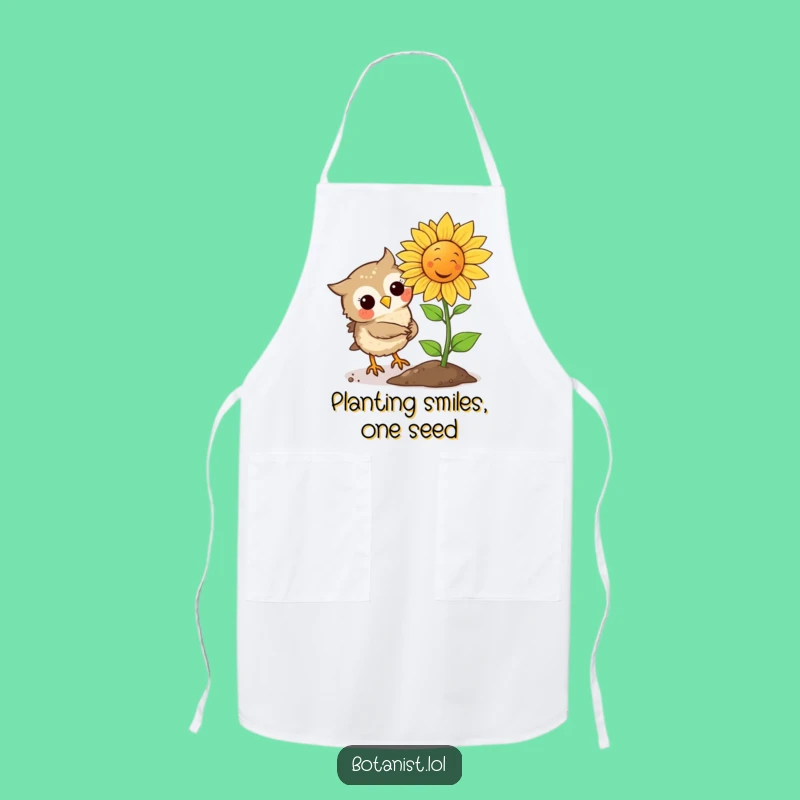 Funny Owl Plants Laughing Sunflower Apron, Chef's Hilarious Kitchen Companion Gift