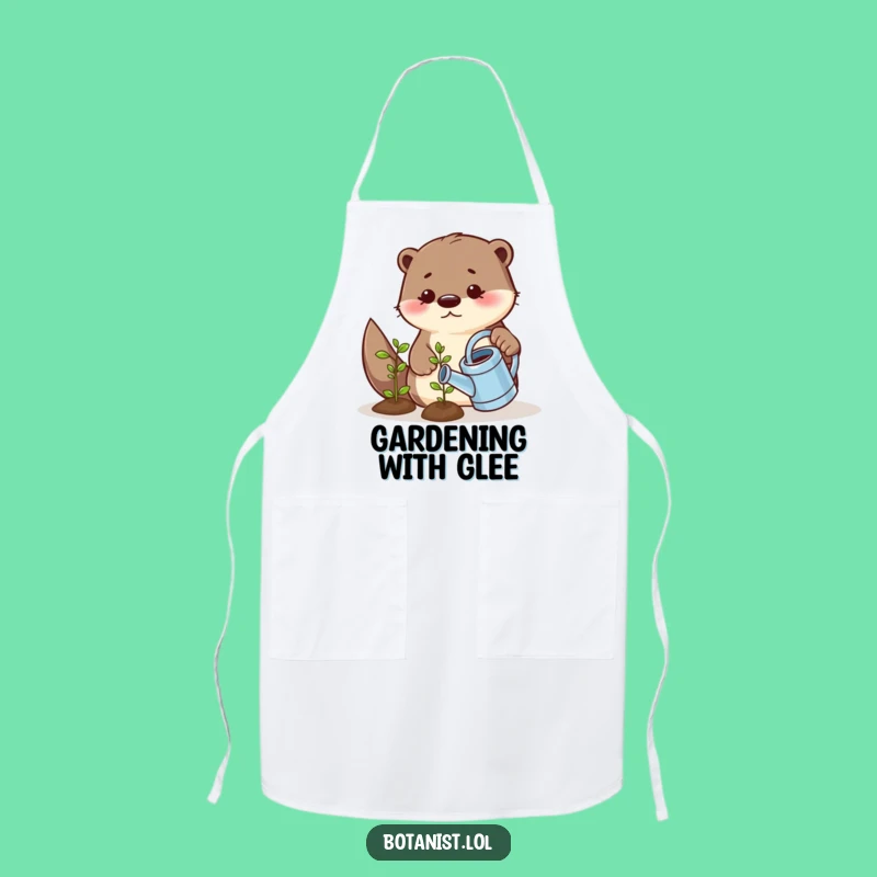 Funny Playful Otter Watering Seedling Apron - Garden with Charm and Protect Your Clothes