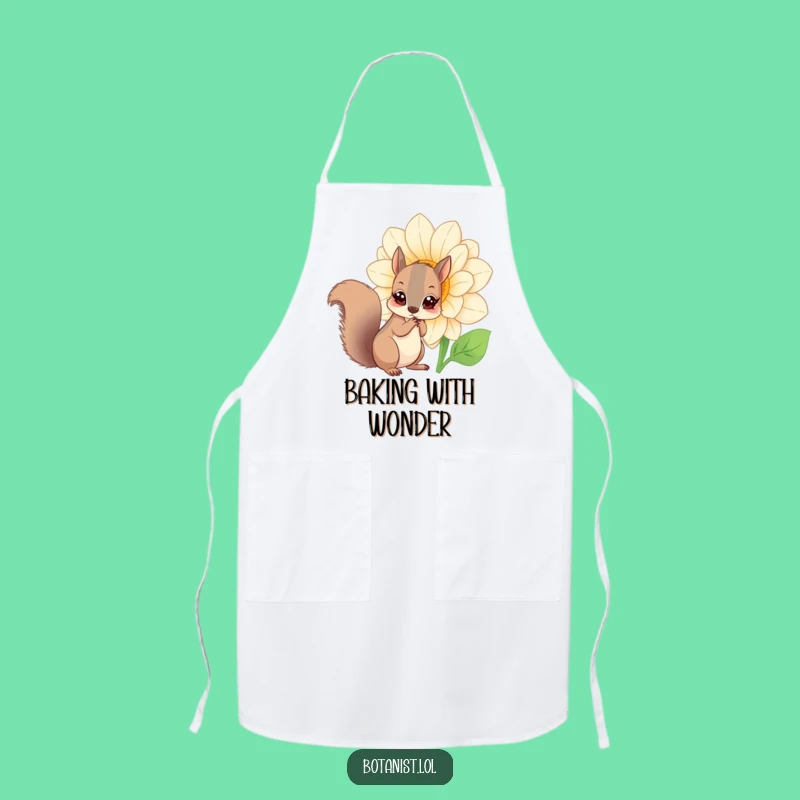 Funny Squirrel Flower Apron: Cook or Garden with a Curious Squirrel's Flair!