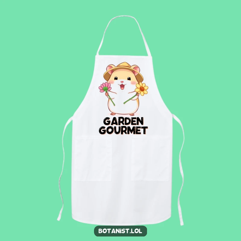 Funny Hamster Flower Apron: Cook with Nature's Hilarious Bounty!