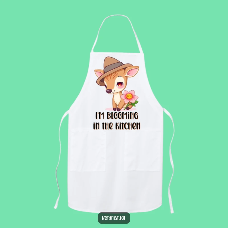 Funny Deer with Hat Apron - Whimsical Kitchenwear for Nature Enthusiasts