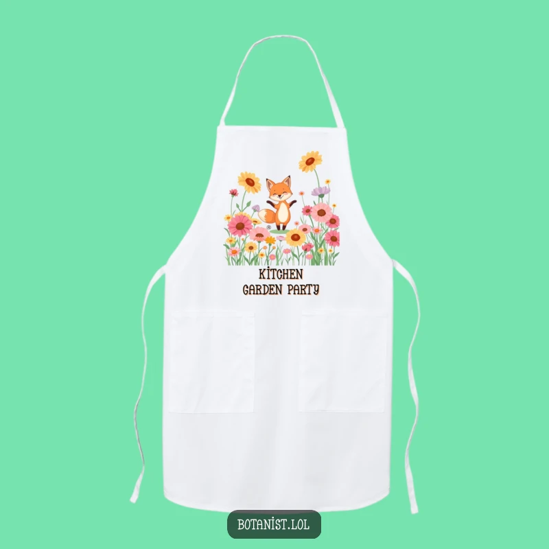 Funny Fox Dancing Wildflowers Apron - Cook with Joy and Hilarious Style