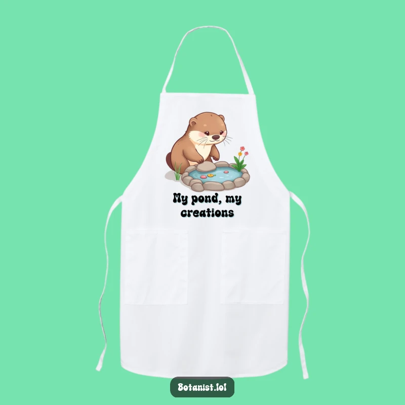 Funny Otter Gardener Apron: Chef's Wear Featuring a Playful Otter & Mini Pond!