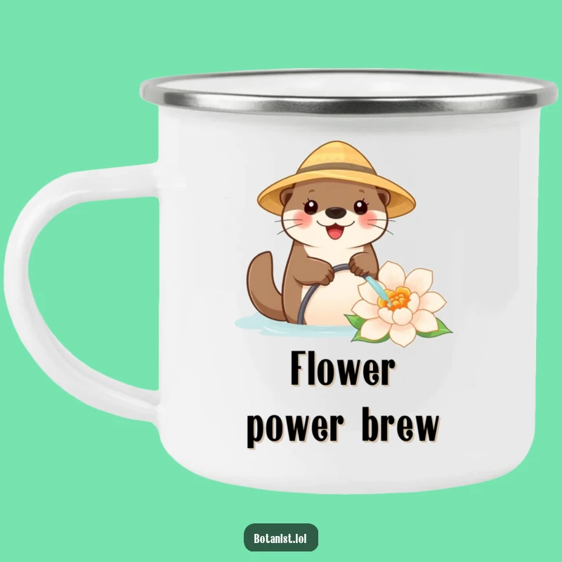 Funny Otter Gardener Camping Mug: Durable Happy Otter Watering Giant Flower for Outdoors