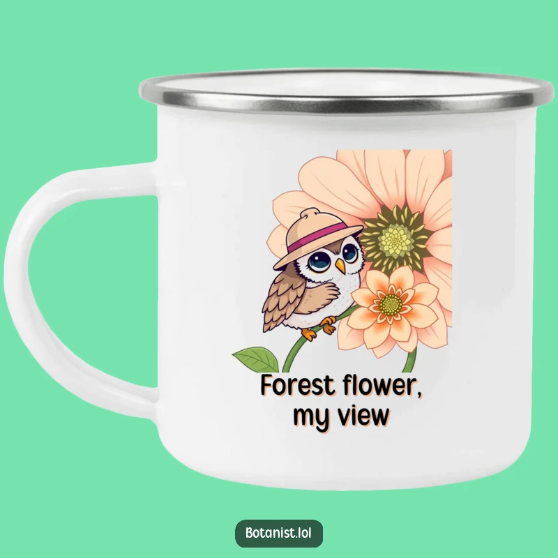 Funny Owl Hat Flower Camping Mug: Explore & Smile Gift!