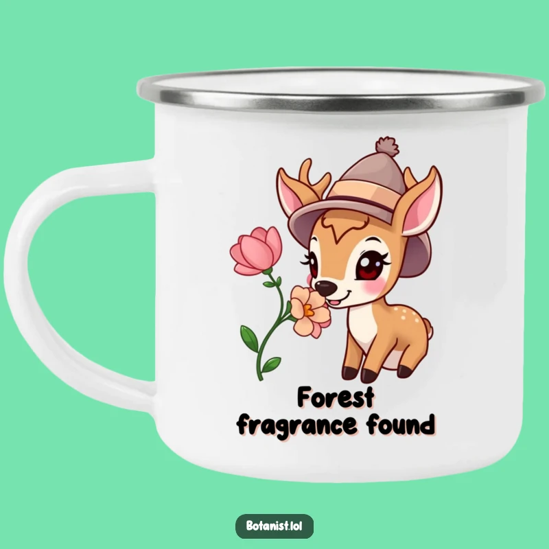 Funny Happy Deer Hat Bloom Camping Mug - Enjoy Nature's Brews with a Whimsical Companion