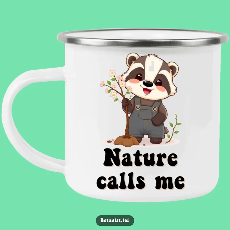 Funny Badger Camping Mug: A Happy Gardener's Adventure-Ready, Hilarious Drinkware