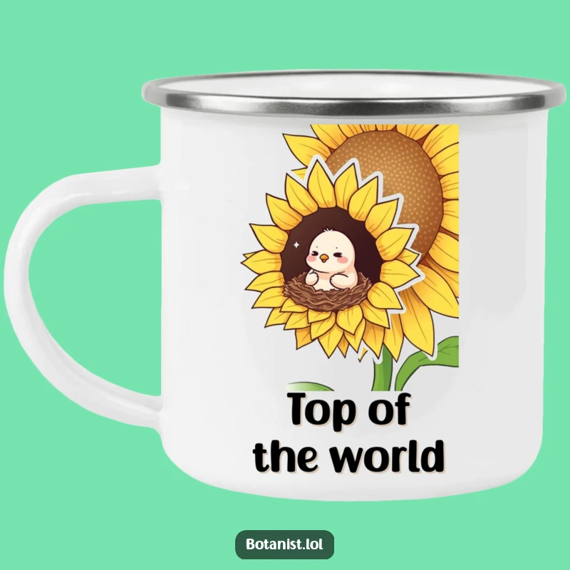 Funny Bird Sunflower Camping Mug: Enjoy Nature's Cozy Moments!