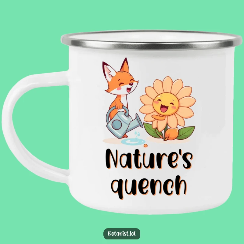 Funny Fox Flower Camping Mug: Watering Smiles Under the Stars!