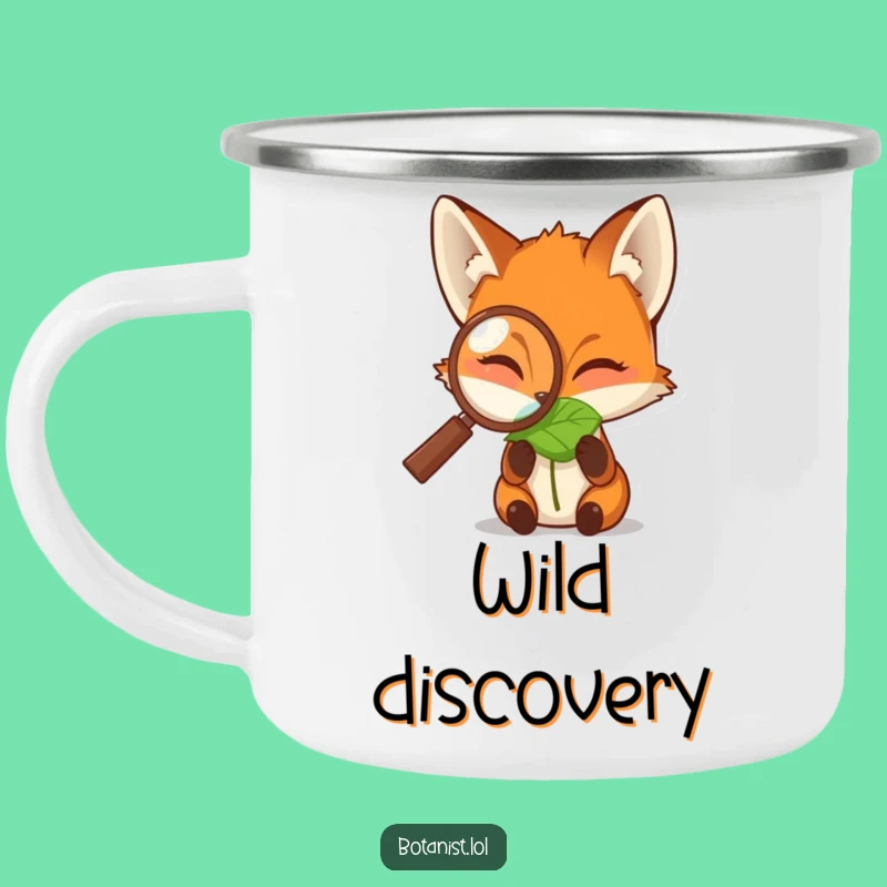 Funny Fox Magnifying Glass Camping Mug: Explore the Outdoors with Hilarious Detail!