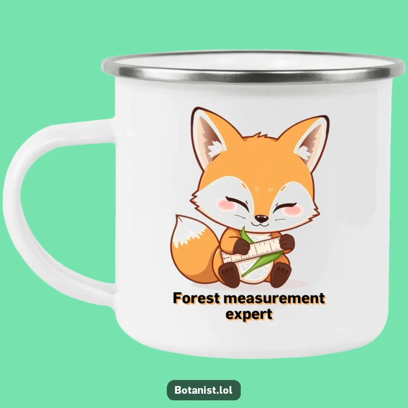 Funny Fox Measuring Leaf Camping Mug: Hilarious Outdoor Drinkware for Nature Adventurers