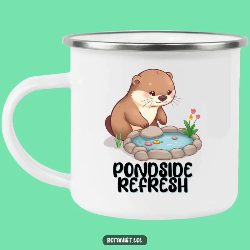 Funny Otter Gardener Camping Mug: Durable Cup with a Playful Otter & Mini Pond!