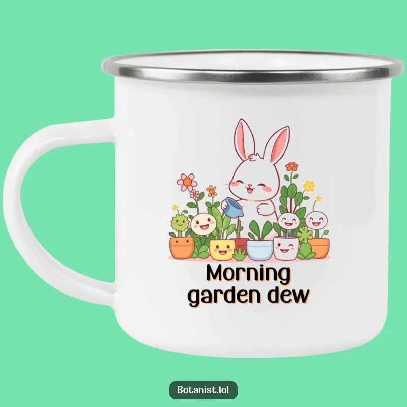 Funny Rabbit Gardener Camping Mug: Sip Outdoors with a Giggling Friend!