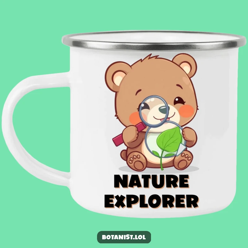 Funny Bear Cub Leaf Camping Mug: Tiny Wonders for Outdoor Explorers!