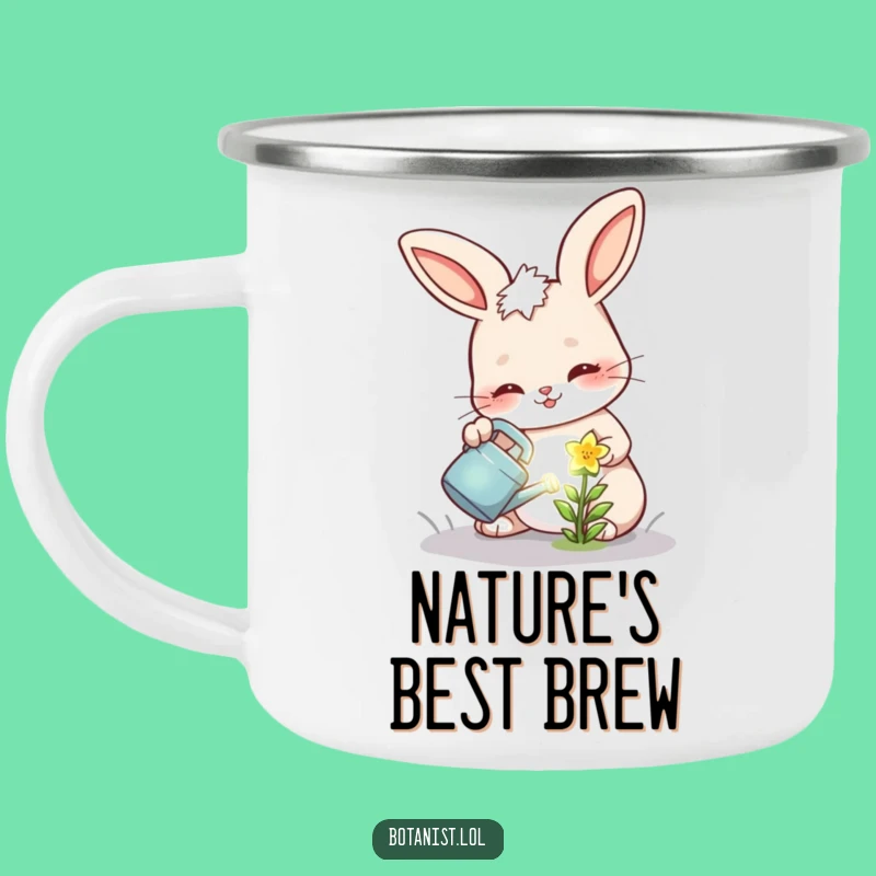Funny Bunny Flower Camping Mug: Nature's Glow - Durable Funny Gift for Campers