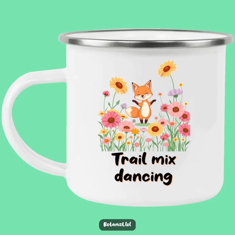 Funny Fox Dancing Wildflowers Camping Mug - Adventure and Hilarious Nature