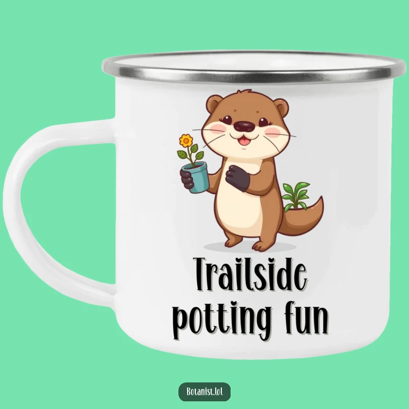 Funny Otter Gardener Camping Mug, Playful Outdoorsy Otter, Rugged Funny Gift