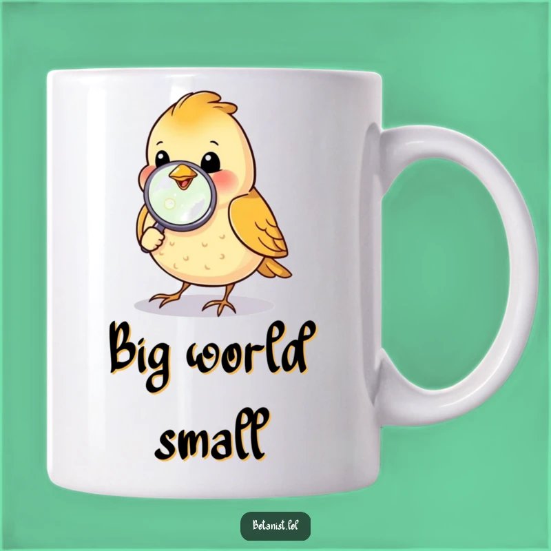 Funny Bird Magnifying Glass Mug - Curious Bird's Tiny Discovery Gift