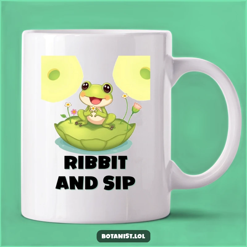 Funny Delighted Frog Lily Pad Mug - Whimsical Gift for Amphibian Lovers Who Enjoy a Laugh