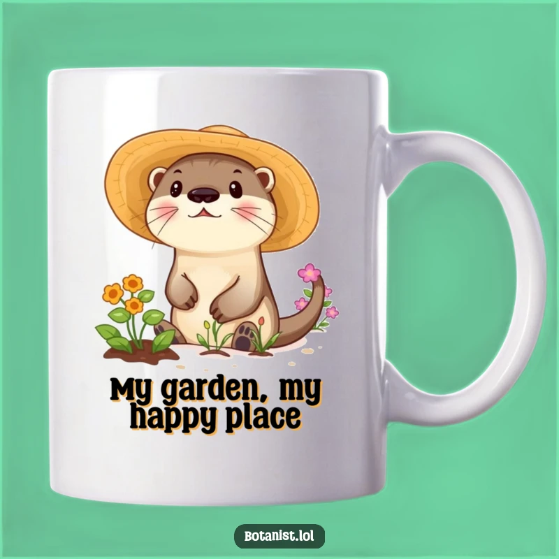 Funny Otter Garden Mug: Sunny Smiles and Fresh Blooms