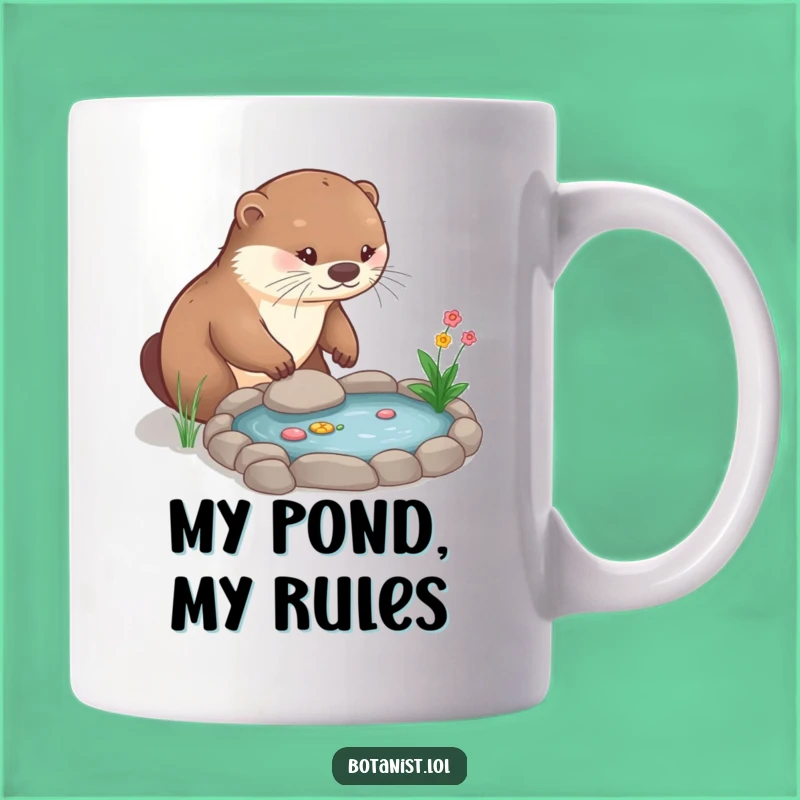 Funny Otter Gardener Mug: A Playful Otter Tending a Miniature Pond, Perfect Gift!