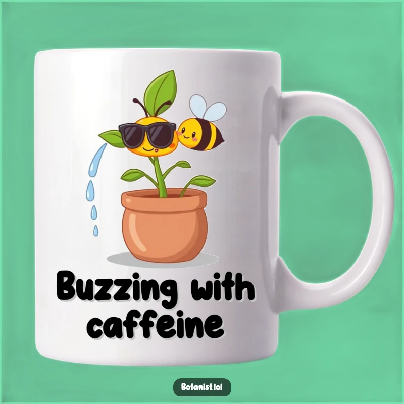 Funny Plant Sunglasses Bee Mug - Cool Gardener's Funny Gift
