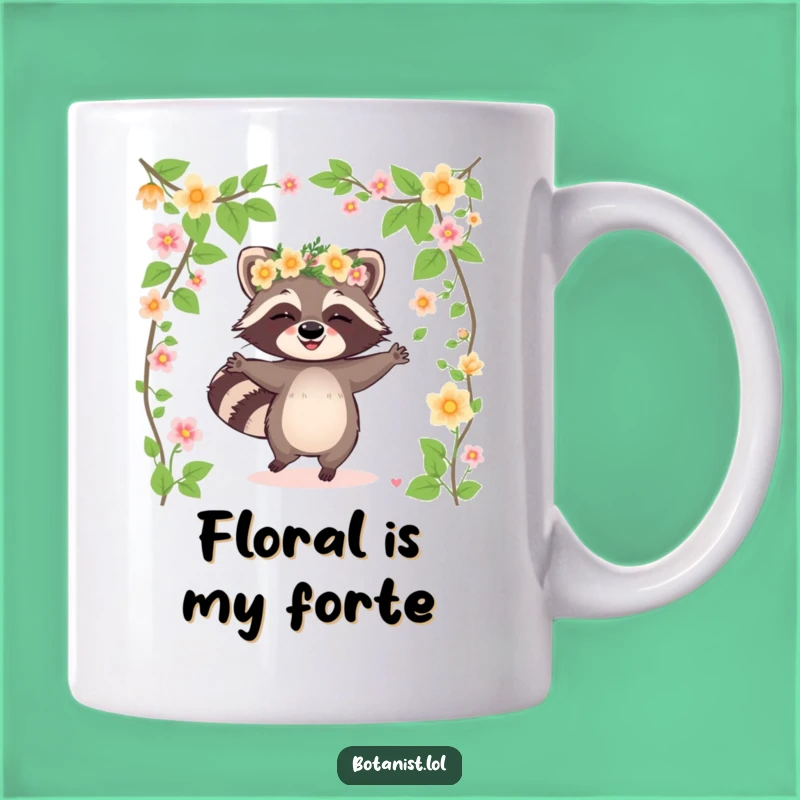 Funny Raccoon Flower Crown Mug: Giggling Joy, Perfect Funny Gift for Party Animals
