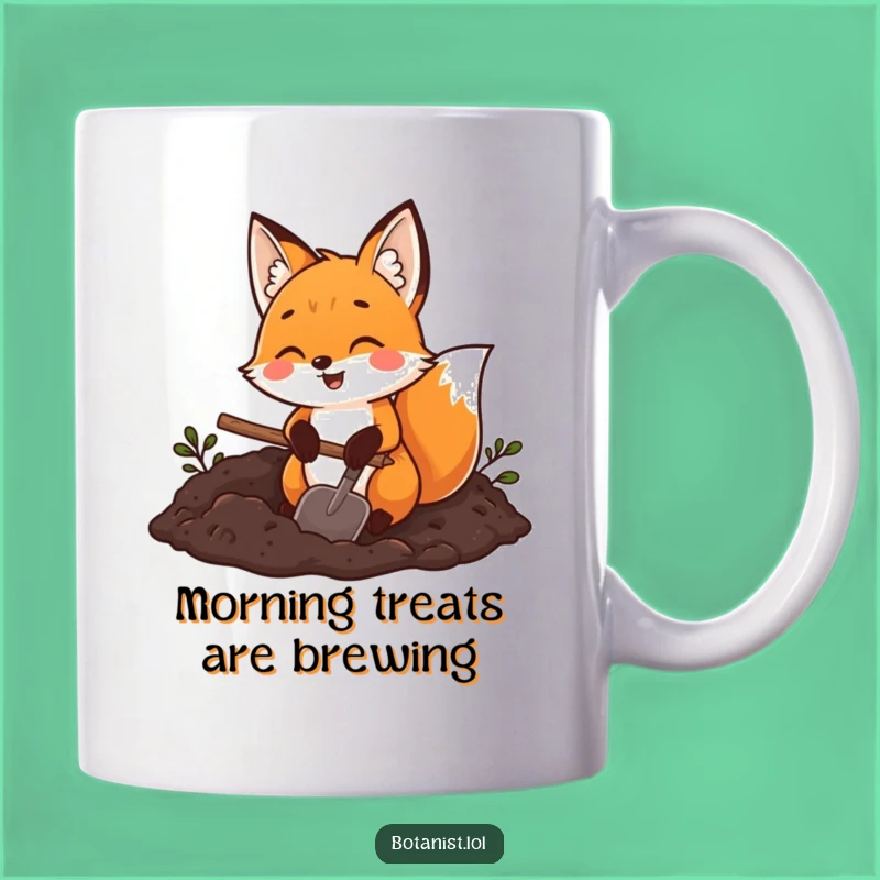 Funny Fox Gardener Mug: Joyful Fox Digging Soil, Perfect Funny Gift!