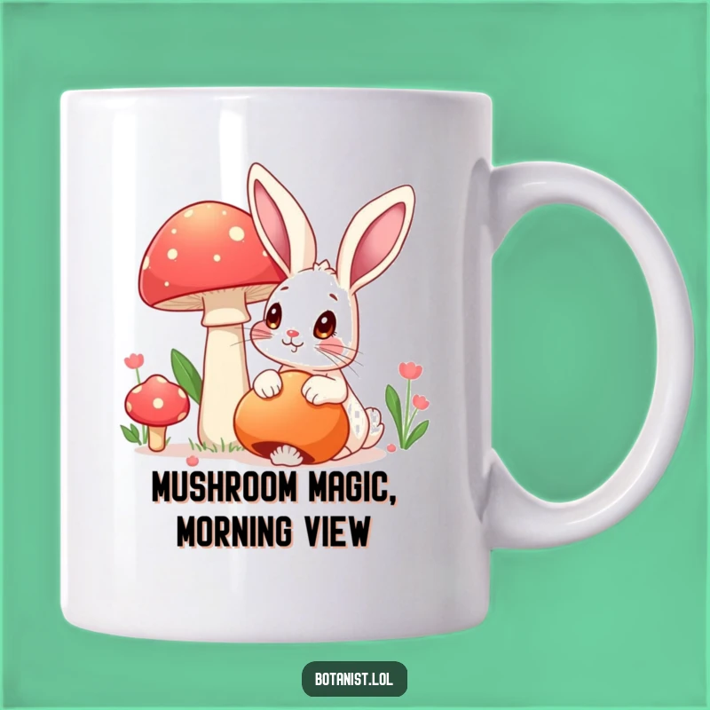 Funny Rabbit Mushroom Mug: Whimsical Cartoon Gift for Fantasy Fans!