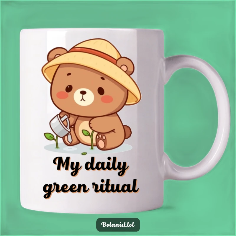 Funny Bear Gardener Mug: A Happy Bear Watering Plants, Perfect Funny Gift for Gardeners!