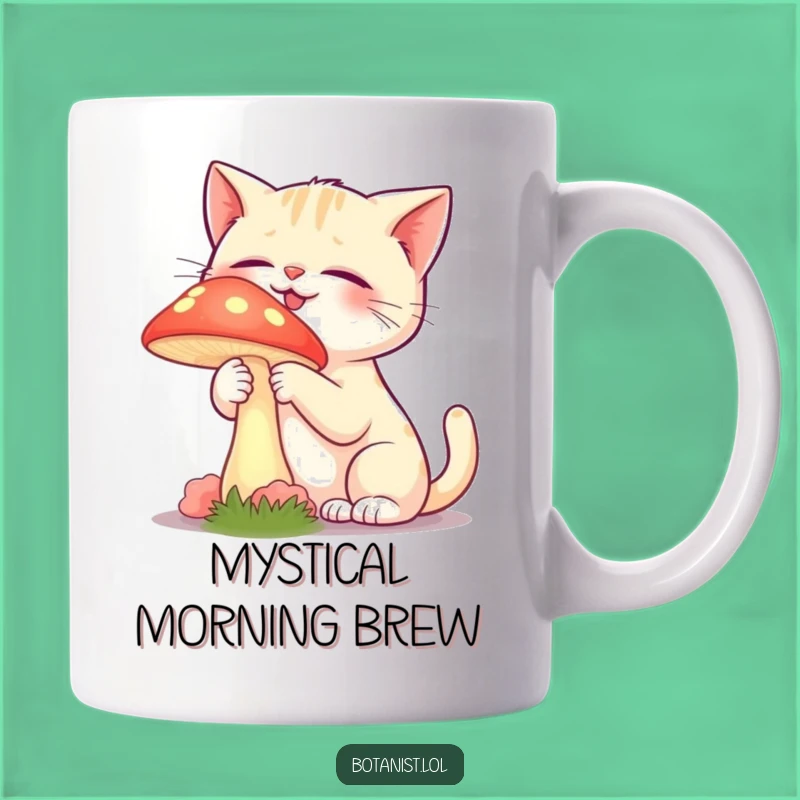 Funny Cat Mushroom Mug - Magical Curiosity Gift for Feline Lovers