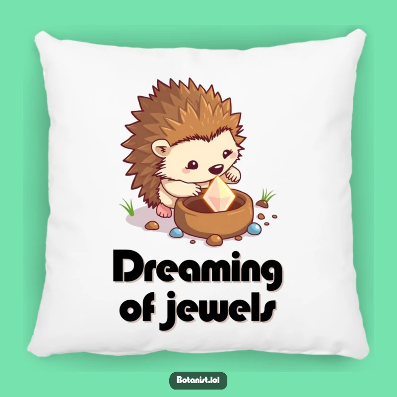 Funny Hedgehog Gem Dig Pillow: Comfy Determination, Hilarious Gift for Relaxing