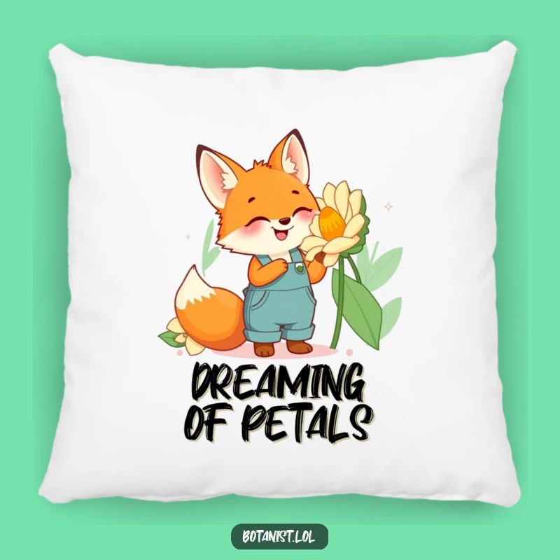 Funny Fox Gardener Pillow: Cozy Comfort with a Cute Fox and Giant Flower, Great Funny Gift!