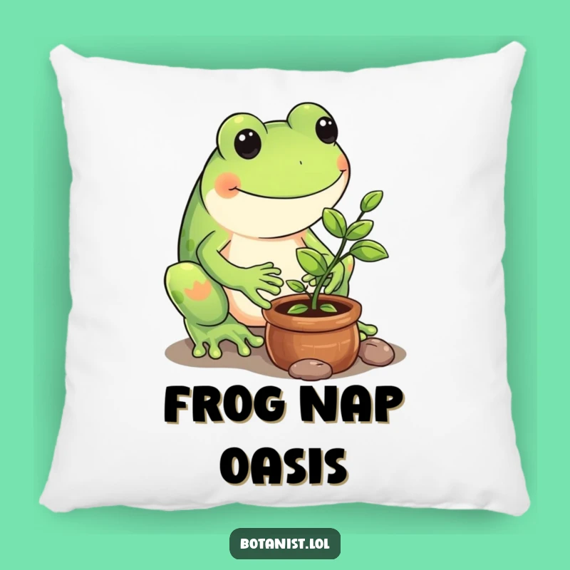 Funny Frog Accent Pillow - Cozy Garden Nurture Funny Gift