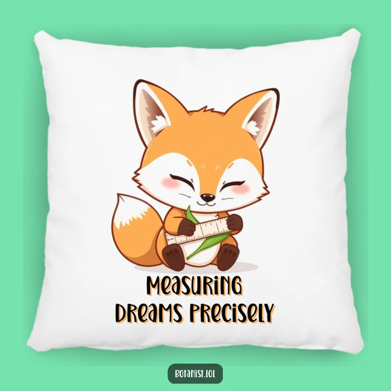 Funny Fox Measuring Leaf Pillow: Cozy and Hilarious Home Decor for Nature Lovers