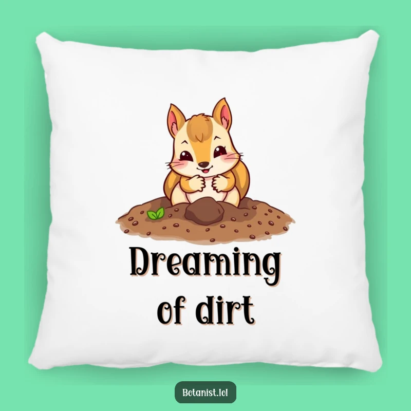 Funny Squirrel Gardener Pillow: Cozy Comfort with a Digging Squirrel, Great Funny Gift!