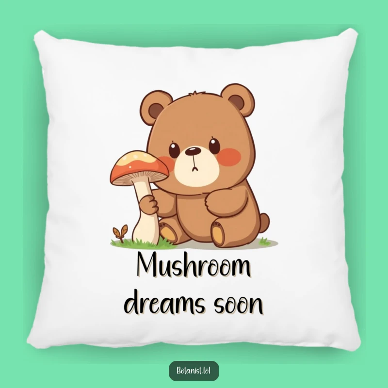 Funny Surprised Bear Mushroom Pillow - Cozy Comfort with a Touch of Forest Mystery