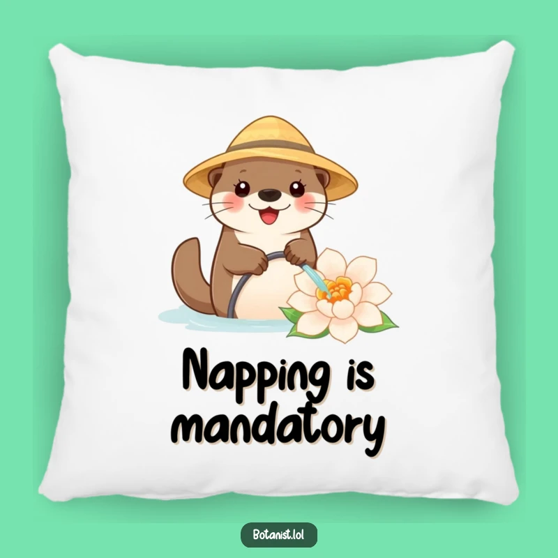 Funny Otter Gardener Pillow: Soft Happy Otter Watering Giant Flower Cushion, Cute Gift