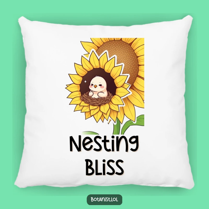 Funny Bird Sunflower Pillow: Snuggle Up with Cozy, Pleased Comfort!