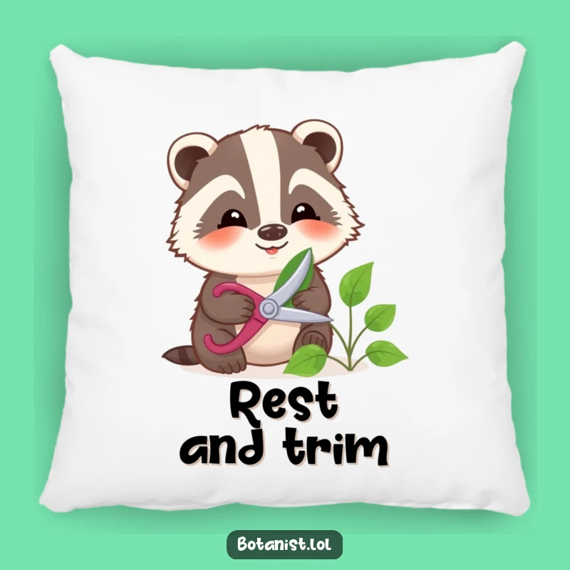 Funny Badger Gardening Pillow - Cozy Up with this Gentle Pruner's Comfort Gift