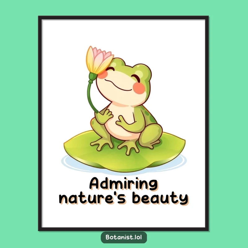 Funny Frog Lily Pad Digital Print: Instant Cheerful Wall Art