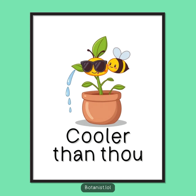 Funny Plant Sunglasses Art Print - Groovy Garden Vibes Funny Gift