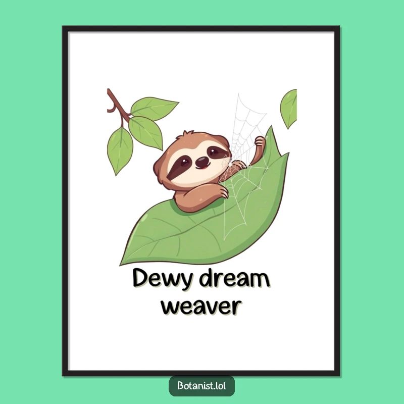 Funny Sloth Spiderweb Digital Art: Instant Calm, Perfect Funny Gift