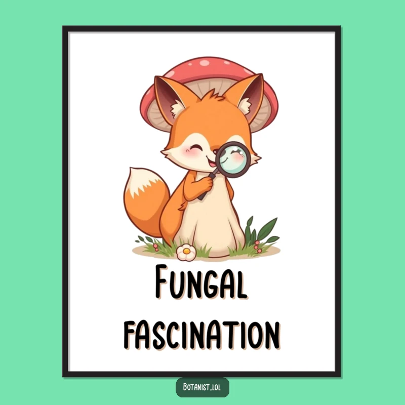 Funny Fox Mushroom Digital Art: Giant Fungus Study - Instant Funny Gift Download