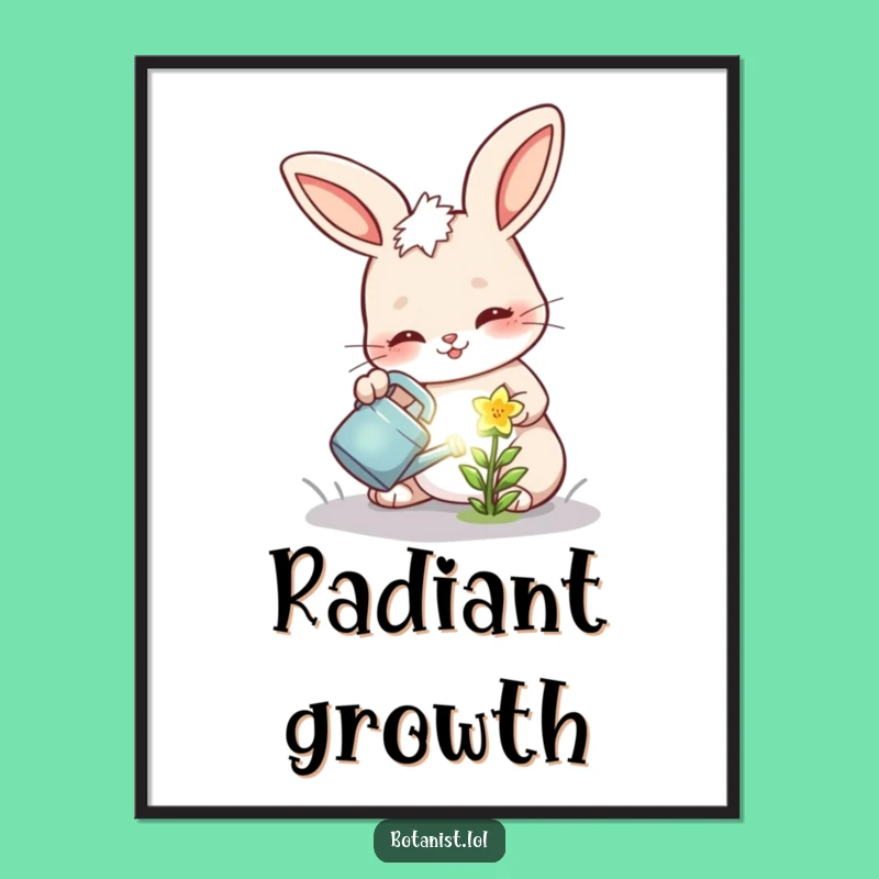 Funny Bunny Flower Digital Art: Glowing Bloom - Instant Funny Gift Download