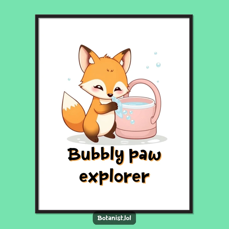 Funny Fox Digital Art: Bubbly Dip Adventure - Instant Animal Humor Decor
